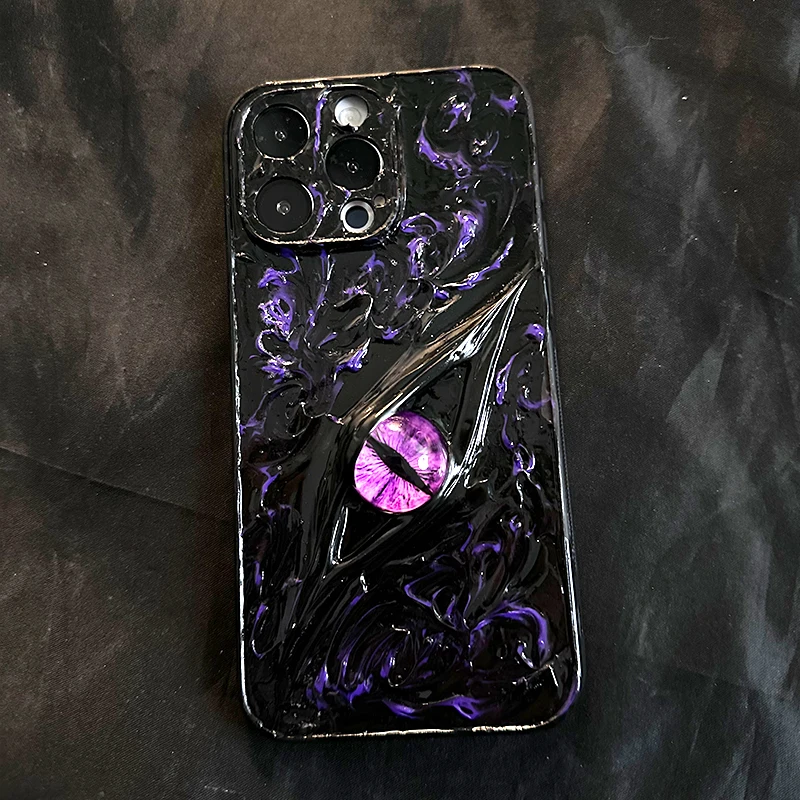 Funda de teléfono de silicona suave con diseño de ojo de demonio fantasma de lujo protección para 16ProMax 14Pro tridimensional realista 1ProMax pareja - imagen 3