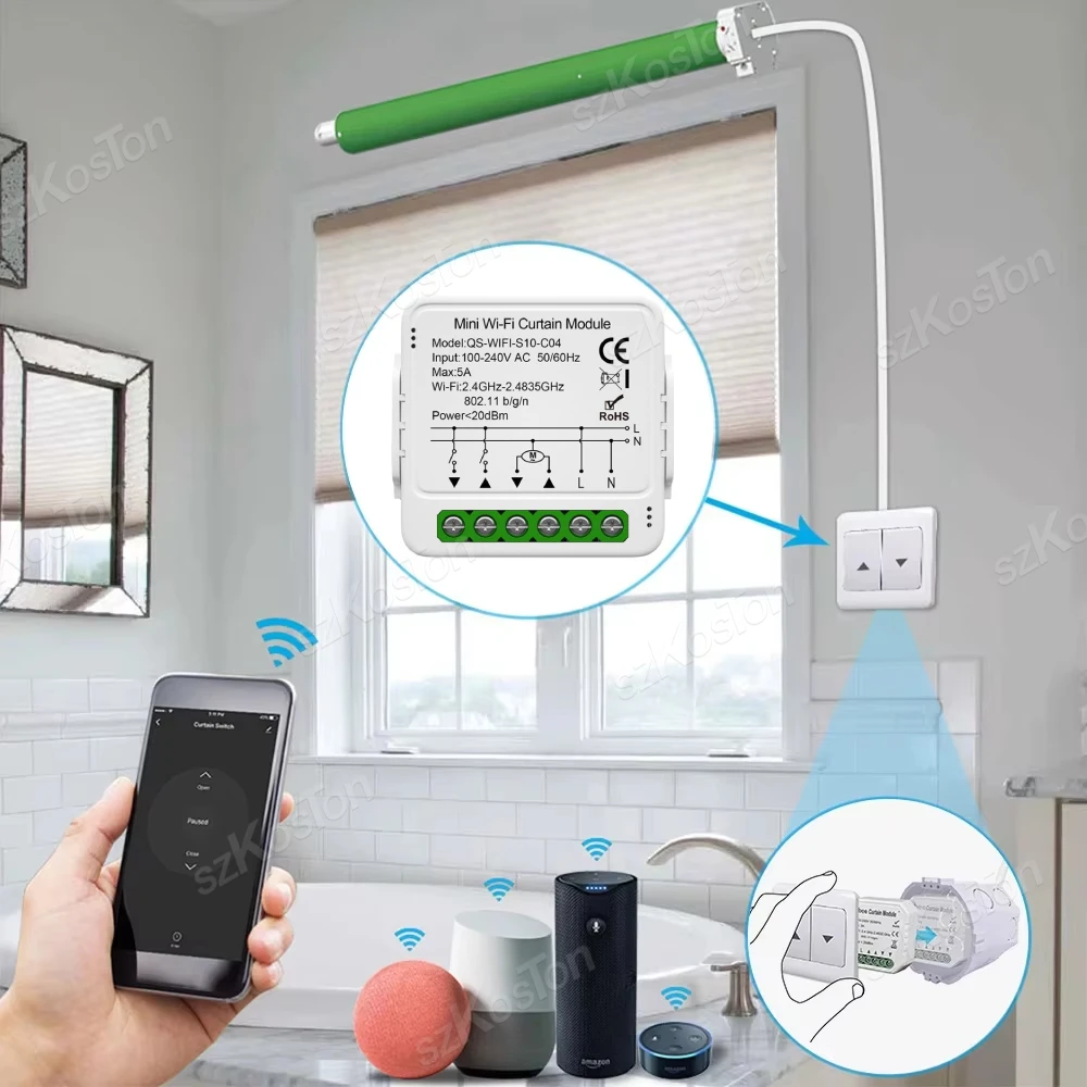 Tuya ZigBee Cortina Inteligente con WiFi - Alexa/Google Home - imagen 3