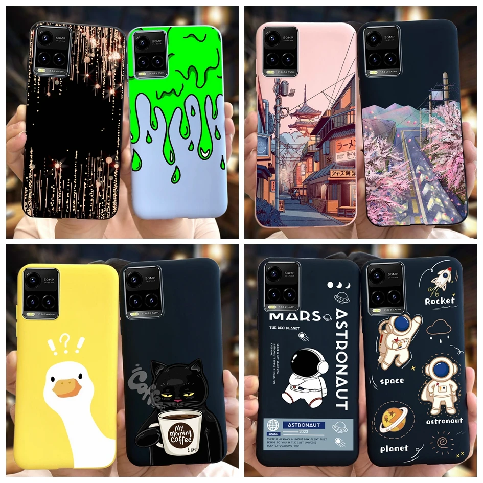 Funda de silicona suave para Vivo, carcasa para Y21 2021, V2111, lindo pato astronauta, Y21s, Y33s, 4G, Y21t, Y33t, Y21A, V2110, V2135, V2109