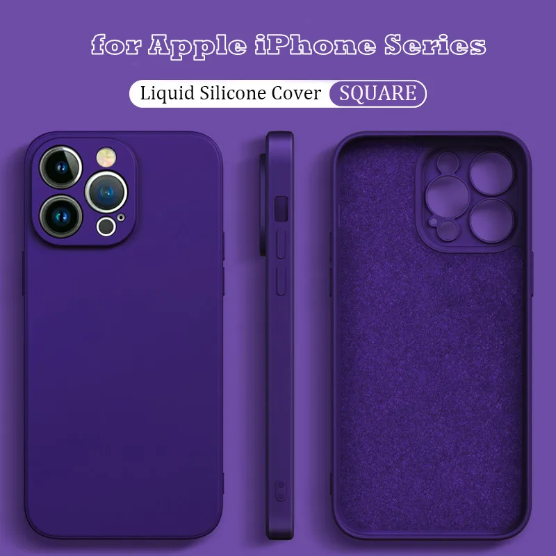 Funda Original de silicona líquida a prueba de golpes para iPhone, 11, 12, 13, mini, 15, 14 Pro Max, 14, 15 Plus, X, XR, Xs max, funda cuadrada suave
