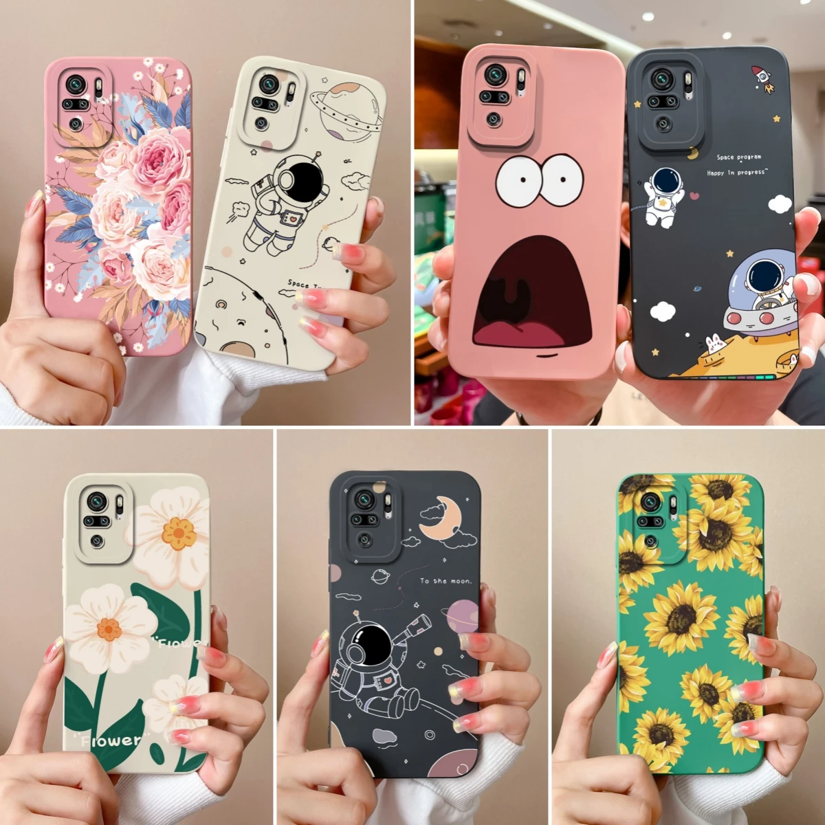 Fundas para Xiaomi Redmi Note 10, 10T, 10 S, 4G, 5G, flor, silicona líquida, protección de cámara, Redmi Note 10, 10 S, T, Coque