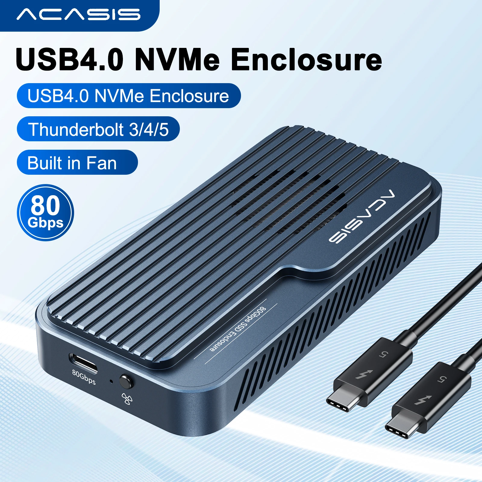 Acasis 80Gbps USB4 M.2 NVMe SSD Case Thunderbolt 5 USB-C NVME SSD Compatible con Thunderbolt 3/4/5 para Mac M4 Macbook - imagen 2