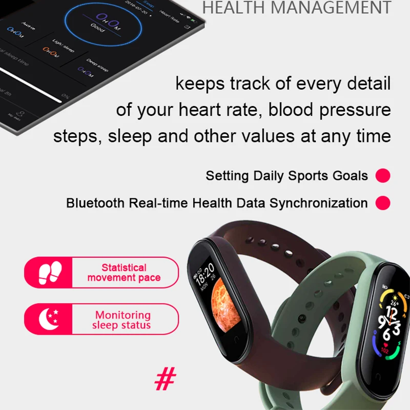 Montre intelligente Smartband fréquence cardiaque Smartwatch M7 Fitness Tracker pression artérielle Sport Bracelet pour Mi Band 7 hommes femmes - imagen 2