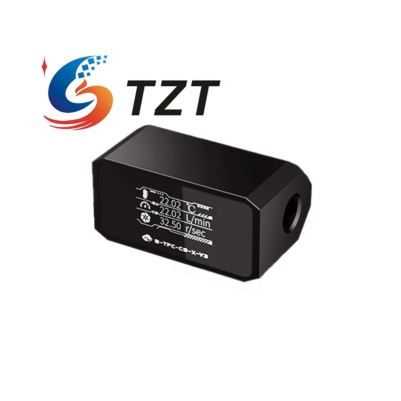 TZT B-TFC-CS-X-V3 1-30LPM Sistema de enfriamiento de agua Monitor Medidor de flujo Termómetro con HD OLED 5-12VDC - imagen 4