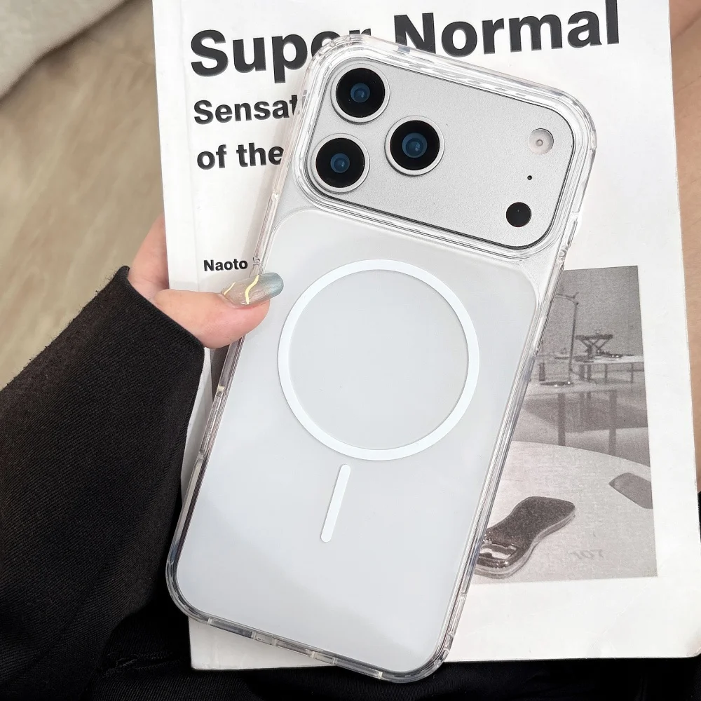 Funda magnética suave de armadura transparente para iPhone 17Air 17 Pro Max, cargador inalámbrico para Magsafe, cubierta de colores originales a prueba de golpes - imagen 2