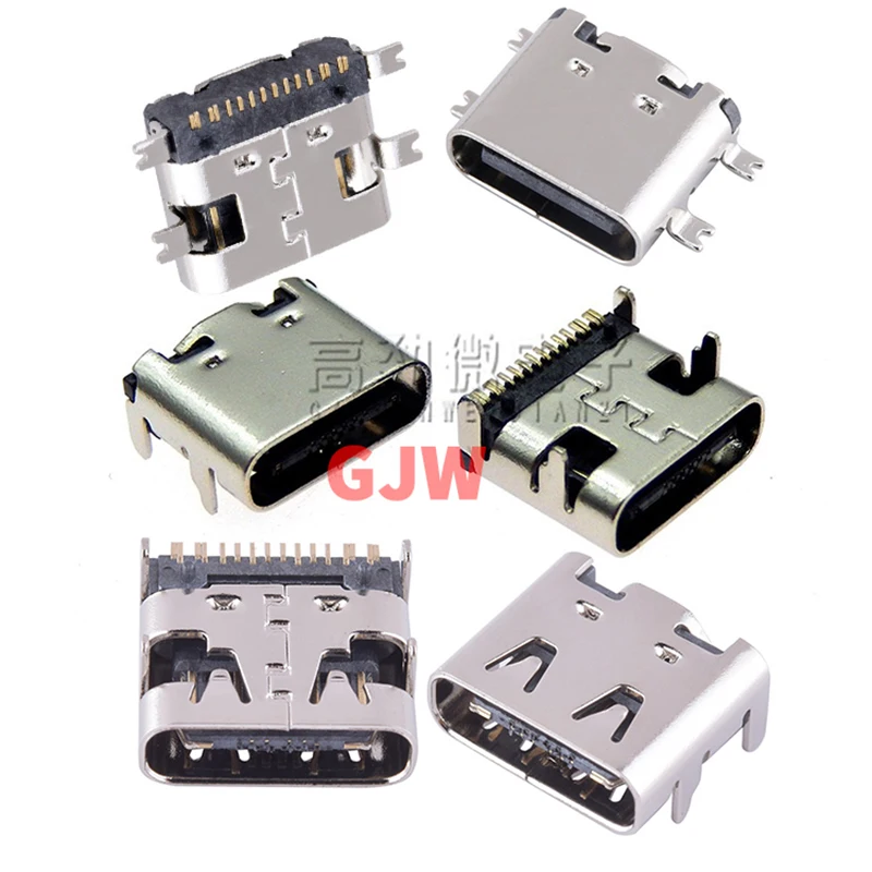 10 Uds tipo C conector de enchufe de 16 pines USB 3,1 tipo C colocación hembra para diseño de PCB enchufe de cuatro patas tres herramientas de guía alta