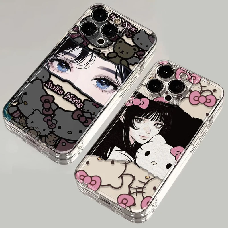 Funda de teléfono bonita de Hello Kittys Tomie Kawakamis para Samsung S25 S24 S23 S22 S21 S20 S10 FE Note 20 Plus Ultra 5G, funda suave transparente