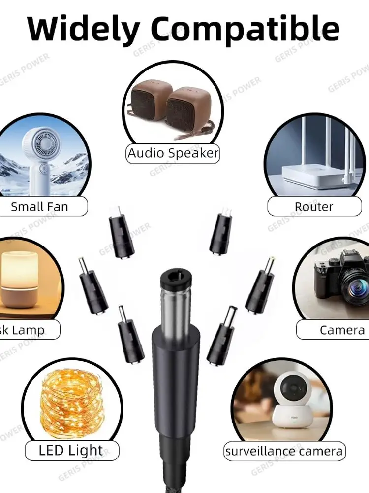 ​ 34 Uds Universal 5,5x2,1mm DC AC adaptador de corriente puntas kits de conectores 140W PD USB C a 5,5X2,5mm 5V-28V Cable de voltaje ajustable - imagen 5