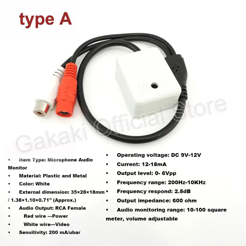 Mini micrófono CCTV, Monitor de sonido, dispositivo de recogida de Audio para cámara de seguridad, accesorios DVR, videovigilancia - imagen 4