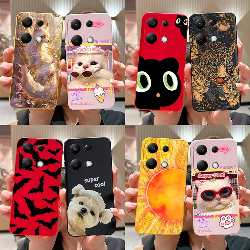 Funda trasera para teléfono móvil Xiaomi, carcasa de silicona suave con dibujos de gato, zorro, Poco M6 Pro 4G, para Poco M6 Pro