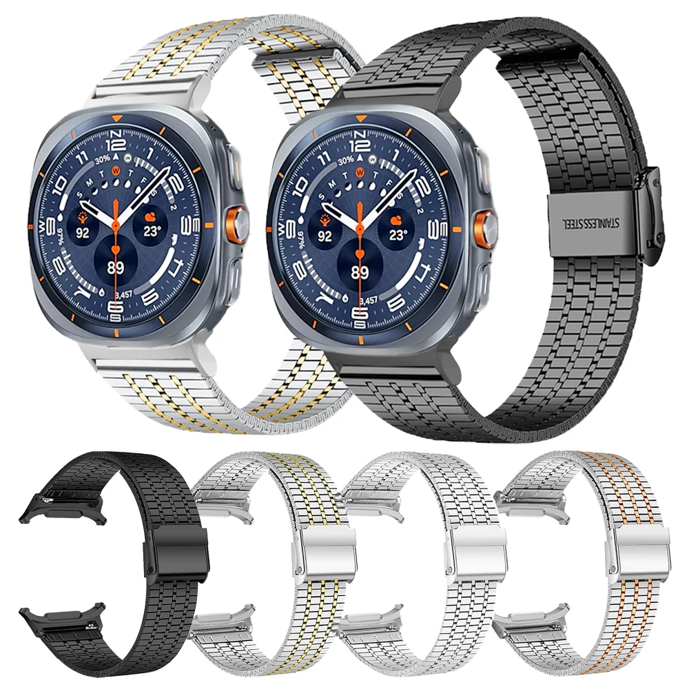 Correa de reloj de acero inoxidable para Samsung Galaxy Watch 7 Ultra, pulsera de repuesto de 47mm, pulseras de Metal para Galaxy Watch Ultra 2025