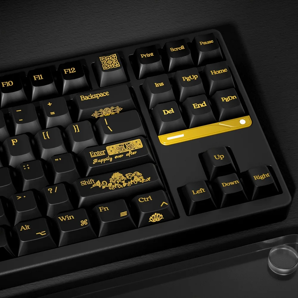 Datura-Juego de teclas de oro negro, 180 teclas PBT + PC, tapa de teclado translúcida personalizada, perfil de cereza, teclas para teclado mecánico - imagen 3
