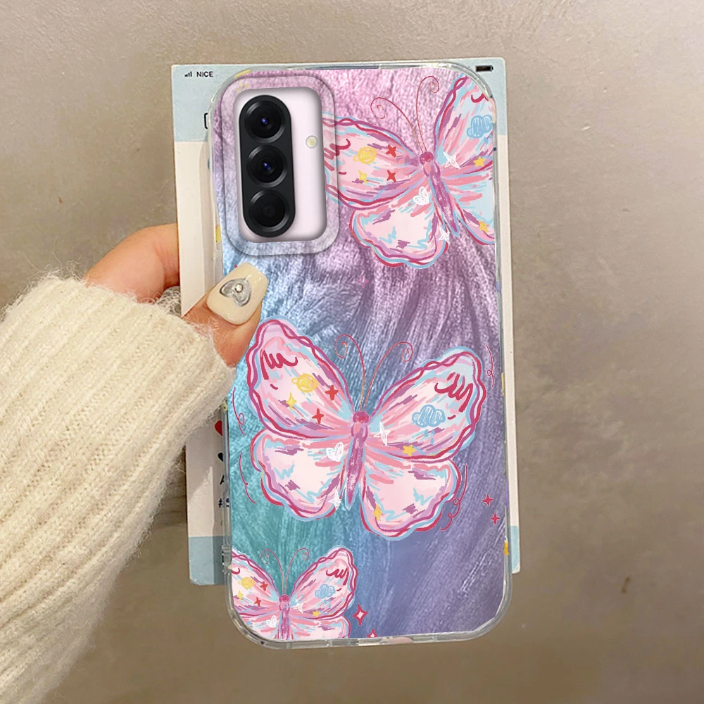 Funda de teléfono de mariposa Multicolor de dibujos animados para Samsung Galaxy A55 A56 A36 A26 A16 A14 A24 A34 A54 A06 A53 funda trasera de silicona - imagen 4