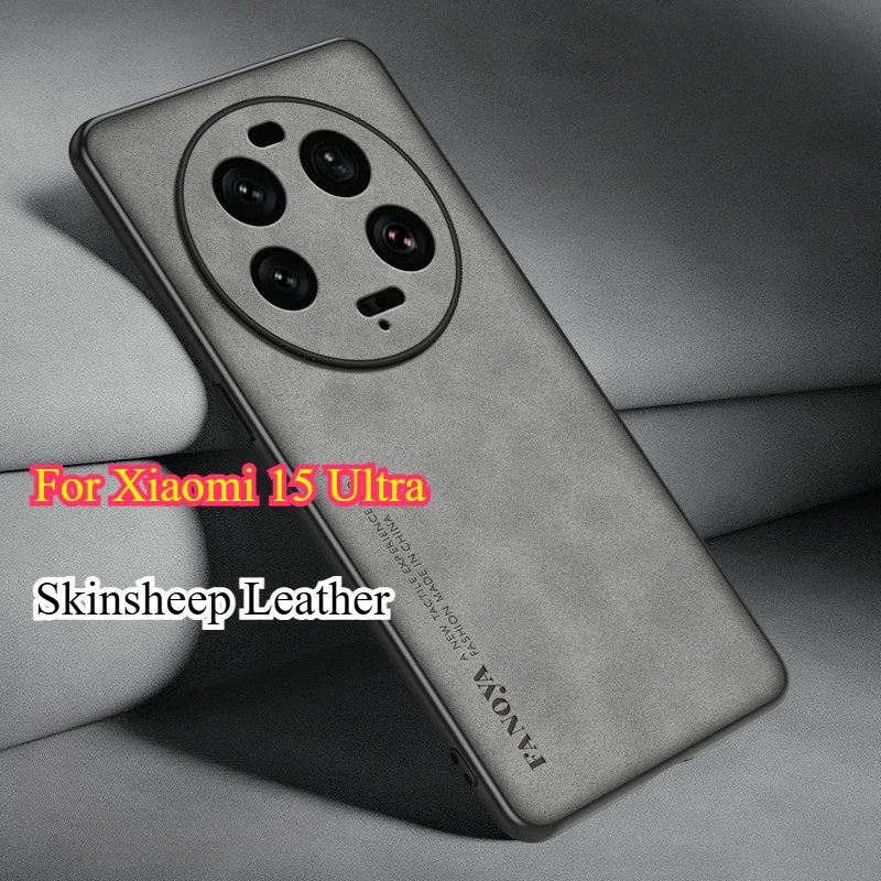 Funda para Xiaomi 15 Ultra lujosa funda de teléfono de piel de oveja para Xiaomi 15ultra Mi 14T 15Pro POCO M7 X7 Pro carcasa de silicona mate