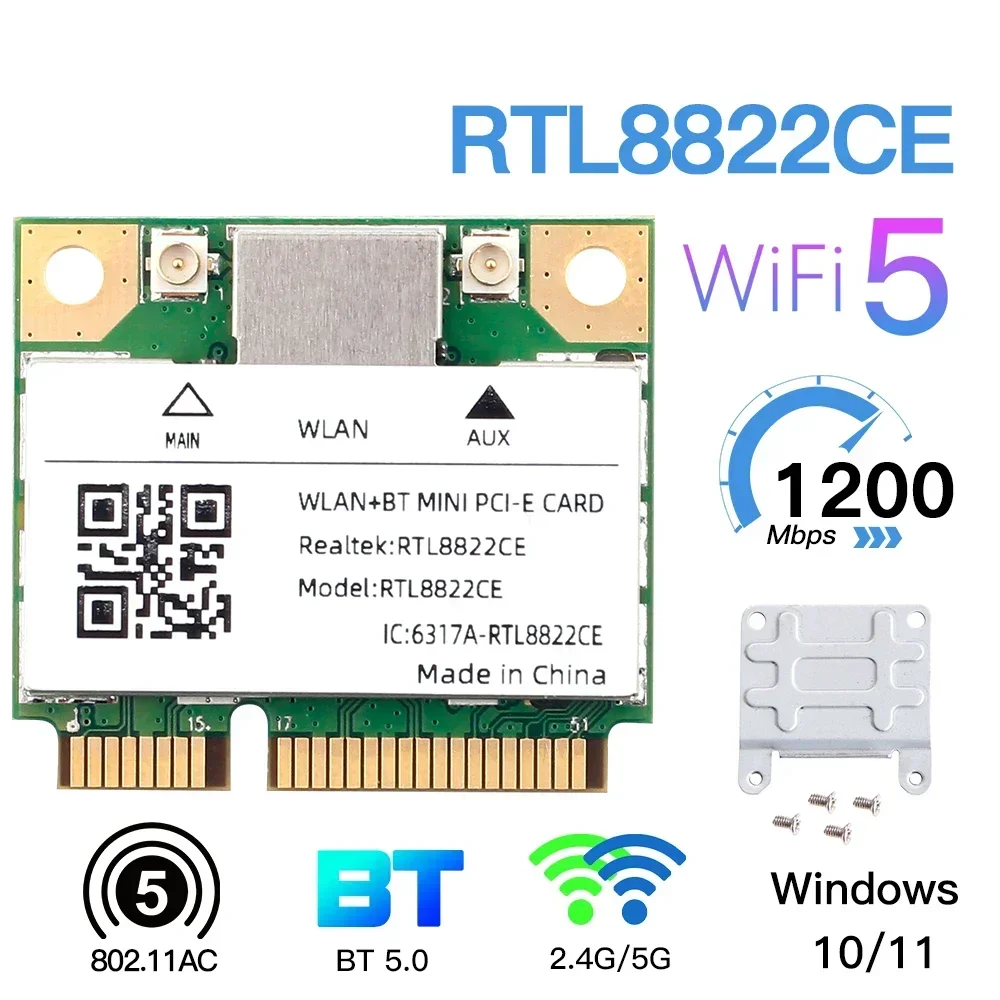 Tarjeta WiFi RTL8822CE Mini PCIe AC Doble Banda Bluetooth 5 - imagen 2