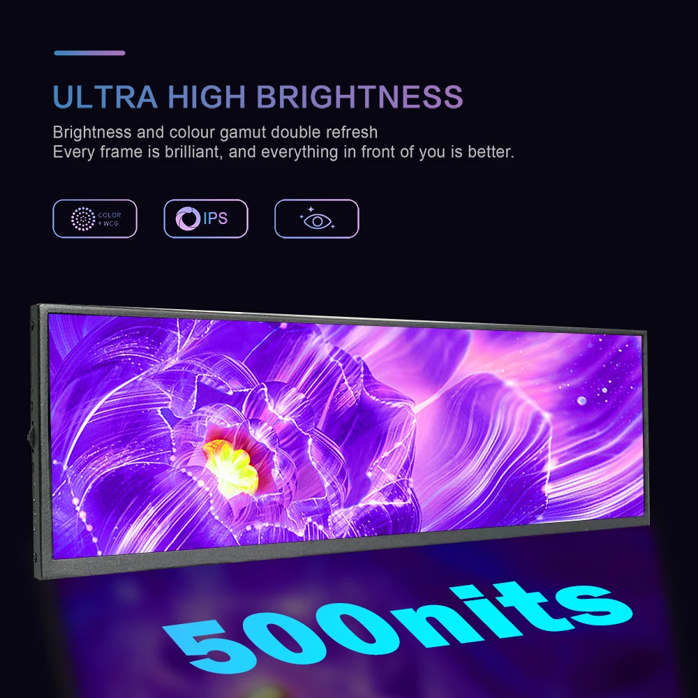 LESOWN-USB-C táctil capacitivo Compatible con HDMI, 100% sRGB, 120Hz, 12,7 pulgadas, pantalla de tira larga con altavoces - imagen 2