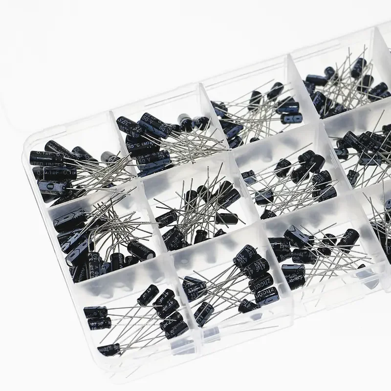200 Uds 15 valores 0,1 uF 0,22 uF 0,47 uF 1uF 2,2 uF 10uF 33uF 47uF 100uF 220uF 10V 16V 25V 50V Kit surtido de condensadores electrolíticos - imagen 5