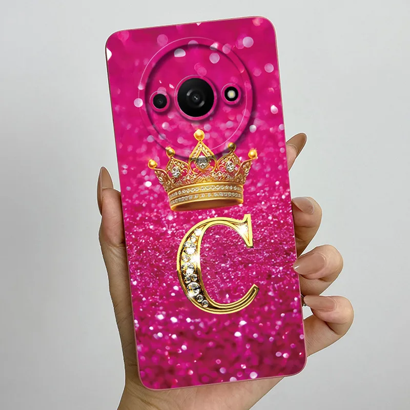 Para Xiaomi Redmi A3 4G funda de teléfono corona letra inicial silicona líquida suave pareja contraportada en RedmiA3 A3X Poco C61 Coque Capa - imagen 5