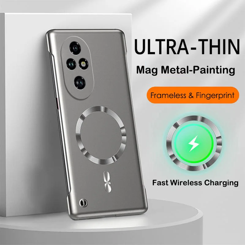 Funda sin marco con pintura de Metal para Huawei Honor 300 200 100 90 70 50 Pro Magic 6 7 Lite X9C, cubierta de carga inalámbrica magnética inteligente