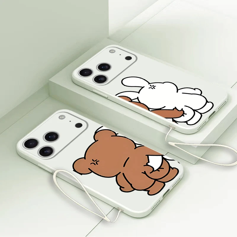 Funda para Apple iPhone 16 14 15 Plus 11 12 13 Pro Max 16e XS XR 17 Air 7 8 funda suave estilo pareja pellizco mutuo - imagen 2