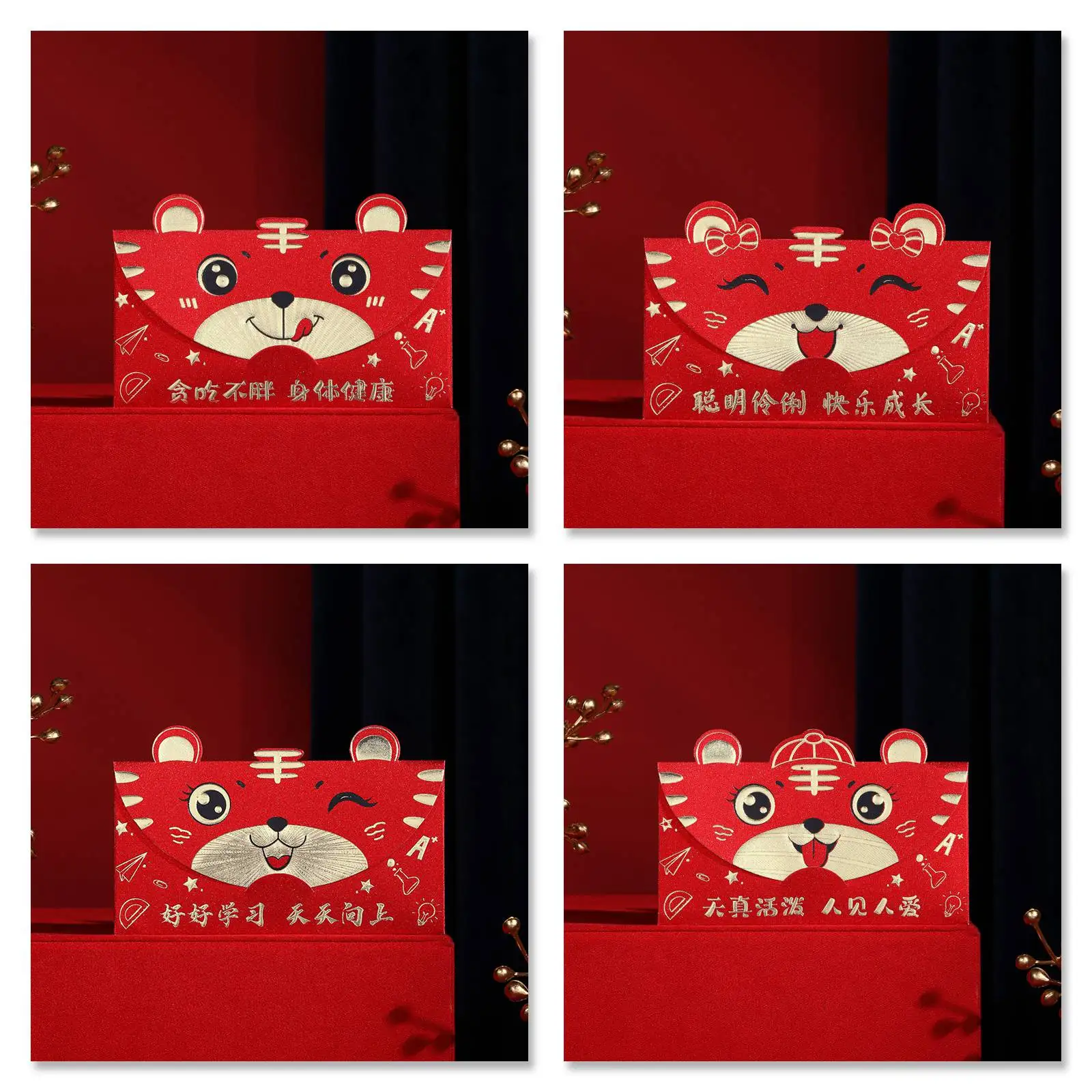 Sobres Rojos chinos de 16 piezas, año del tigre, Hong Bao, paquetes de dinero de la suerte para el Festival de Primavera, suministros de cumpleaños - imagen 4