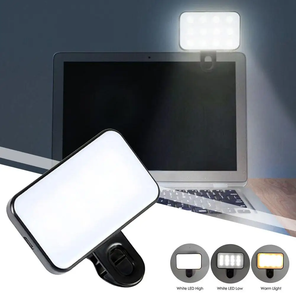 Mini luz de relleno portátil para Selfie, recargable, 3 modos de brillo ajustable, Clip para teléfono móvil, luz de relleno para ordenador - imagen 2
