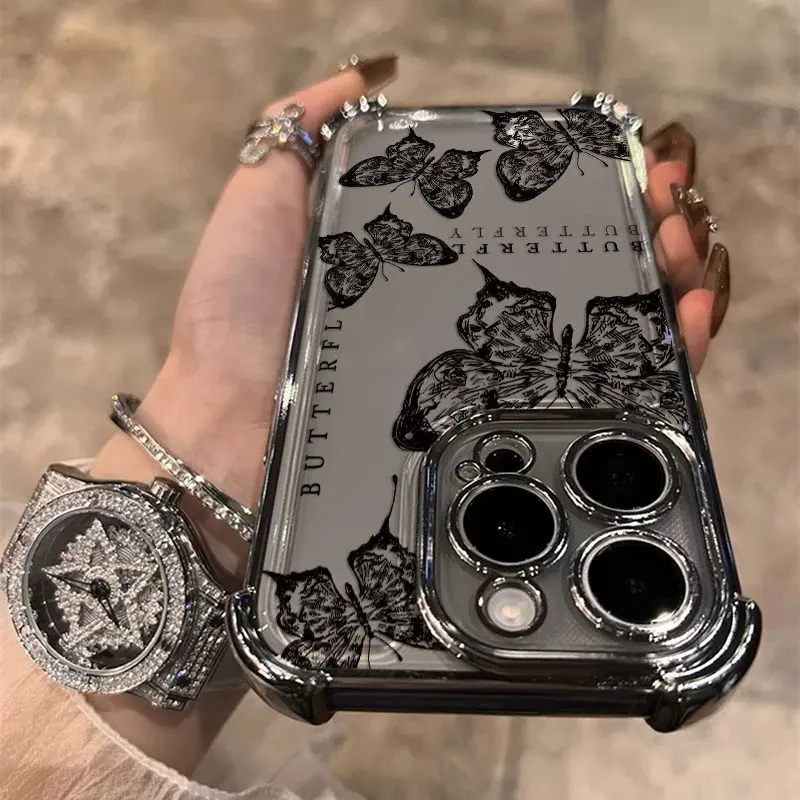Funda chapada en color negro y morado con mariposa a la moda para Samsung S25 S24 S23 S22 S21 S20 FE Note20 Plus Ultra 4G 5G, funda anticaída - imagen 5