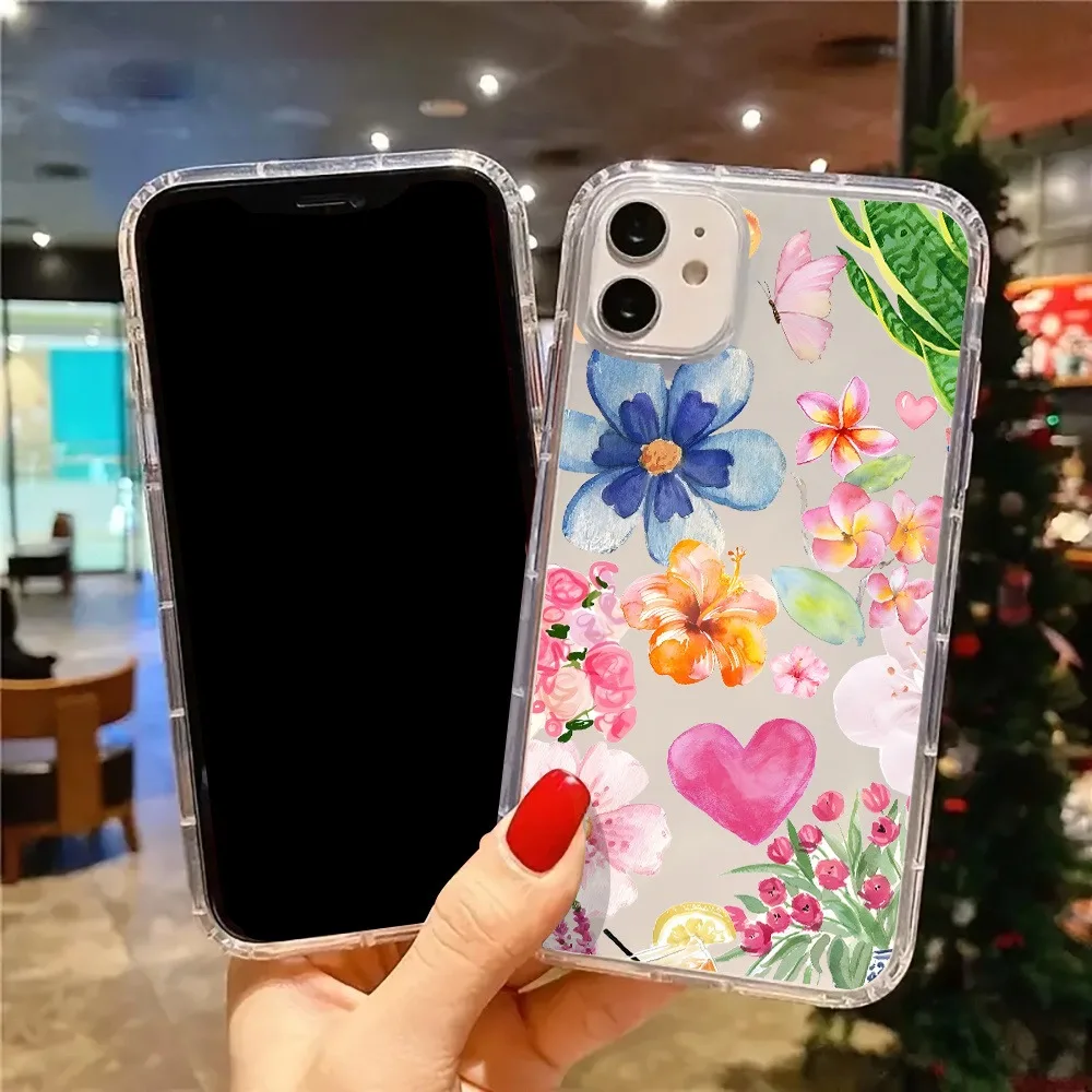 Hermosa funda de teléfono transparente con corazón Floral rosa adecuada para iPhone 17 16 11 12 13 14 15 Pro Max XS X XR 7 8 Plus cubierta transparente - imagen 5