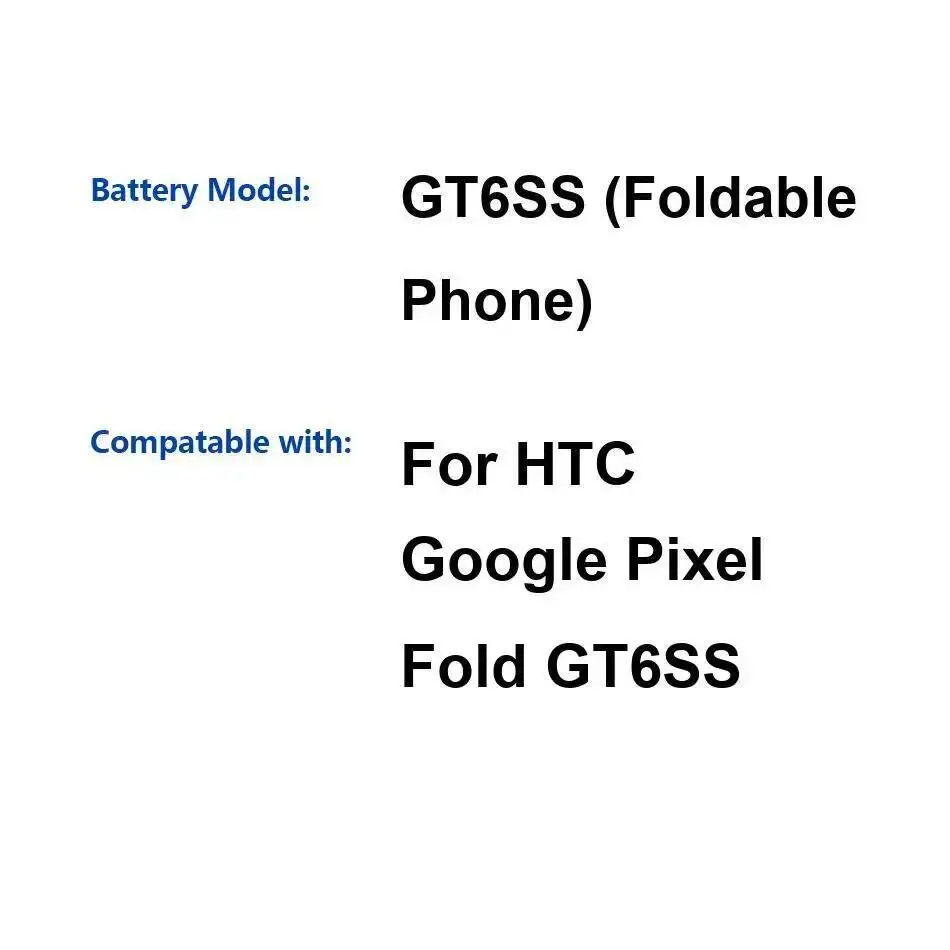 Batería de teléfono móvil de carga rápida de alta capacidad para Htc Google Pixel Fold GT6SS plegable 3332Mah