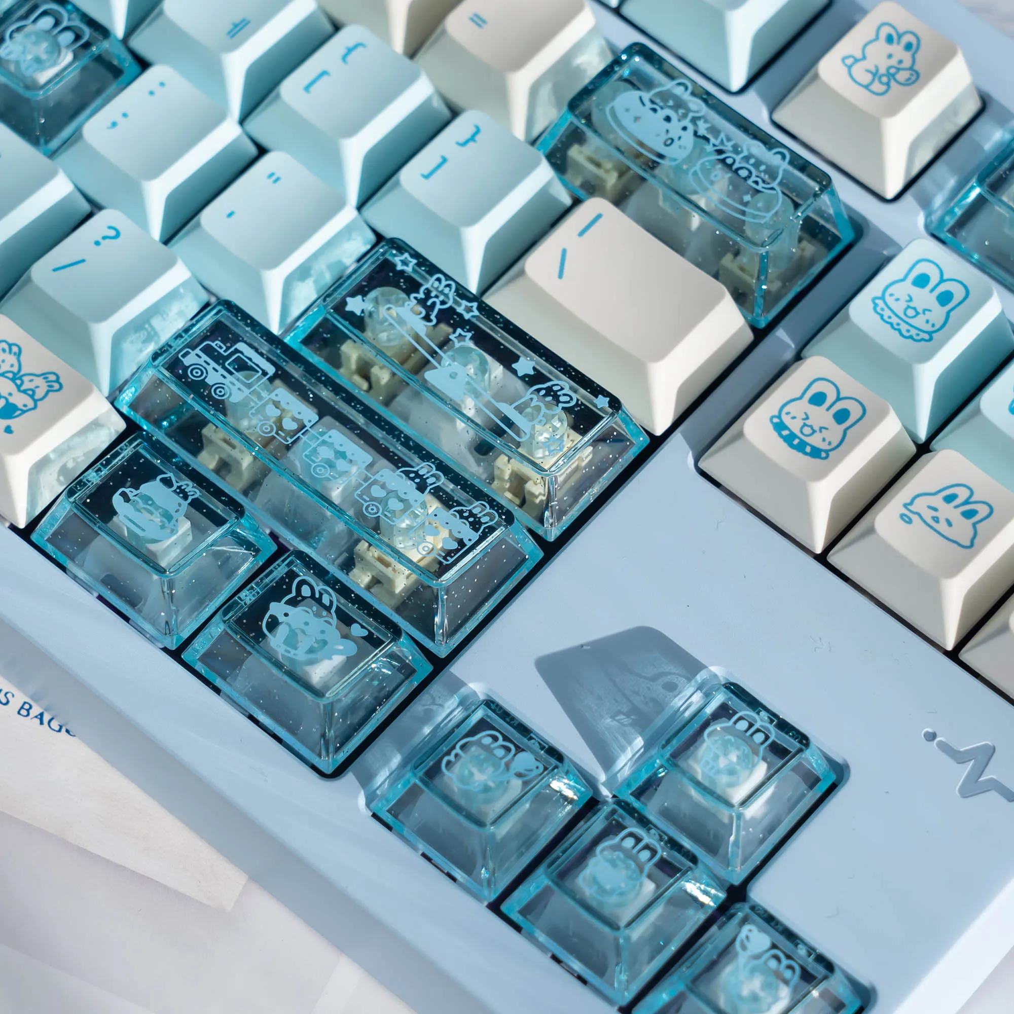 KP Bunny Land Keycap Cherry Profile PBT Dye Subbed keycap o PC para teclado mx 60 87 104 EV63 EZ63 Real67 made68 EZ60 wooting60 - imagen 5
