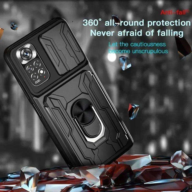 Funda de lujo a prueba de golpes para Xiaomi 14T 13T Pro Redmi Note 14 13 12 11 Pro Plus Poco X6 giratorio anillo de Metal soporte en ranura para tarjeta - imagen 5