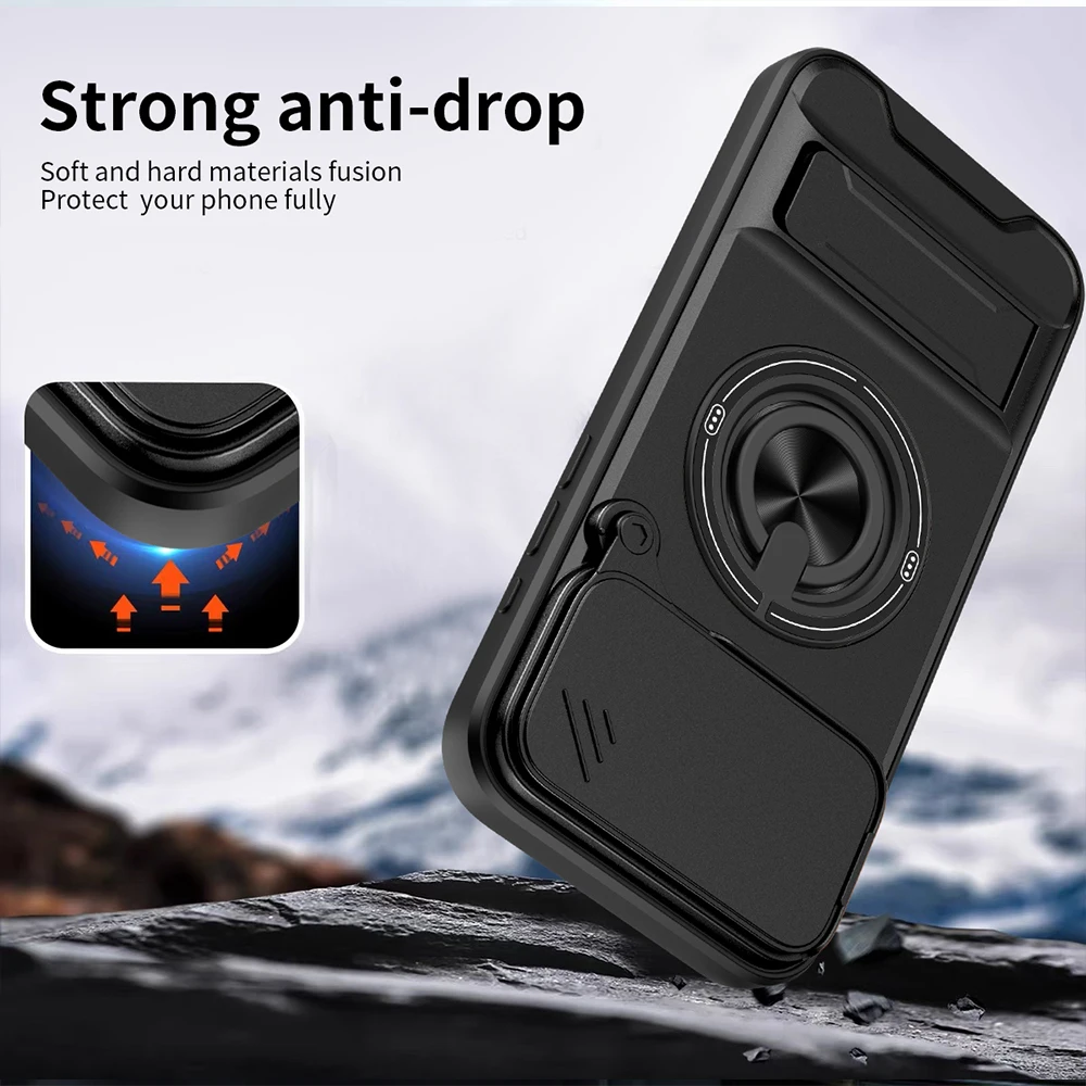 Funda resistente a prueba de golpes para iPhone 17 Pro Max / 17 Air 16 Plus, Funda giratoria para lente de cámara, Funda con anillo y soporte - imagen 4