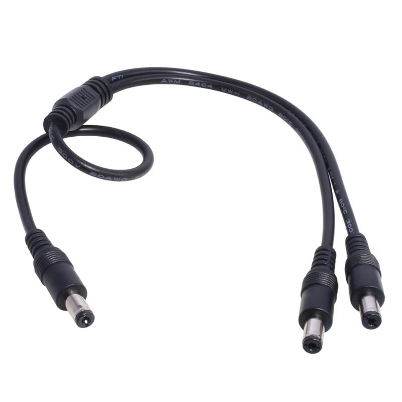 Cable divisor dividido de alimentación DC 1 macho a 2 macho, adaptador de enchufe de 2,1x5,5mm para cámara CCTV, accesorios de seguridad DVR, tira de luz LED - imagen 4