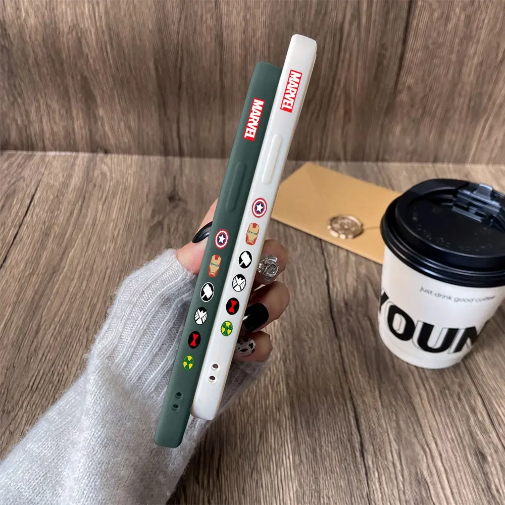 Funda de silicona suave con borde recto para iPhone, carcasa de Iron Man, Capitán América, 16, 15, 14 Plus, 13, 12 Mini, 11 Pro Max, X, Xs, XR, 7, 8 - imagen 5