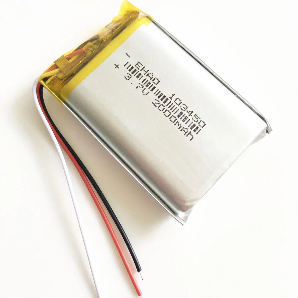 Células de batería recargables LiPo de polímero de litio de 3,7 V 103450   con 3 cables para Mp3 DVD PAD PSP Cámara GPS Altavoz Portátil Masajeador - imagen 4