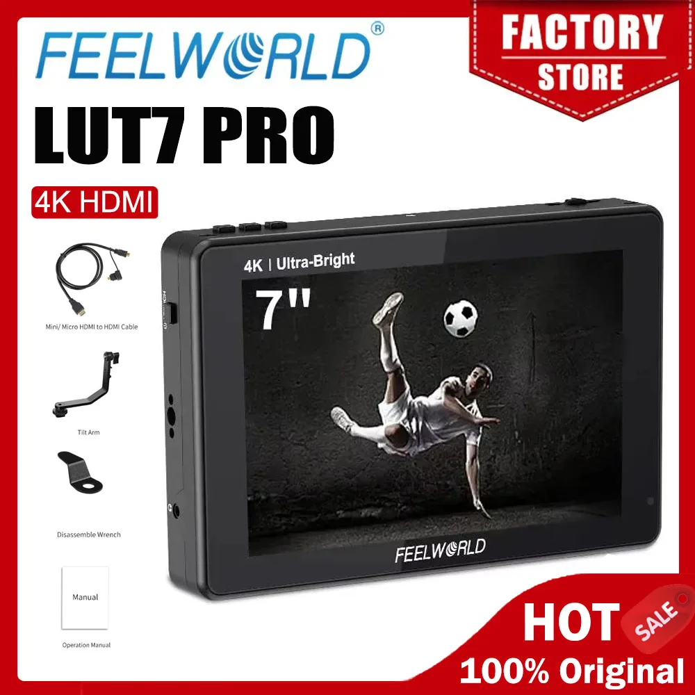 FEELWORLD LUT7 PRO 7 pulgadas 3D LUT 4K HDMI entrada salida DSLR Monitor 2200nits 3D LUT pantalla táctil cámara Monitor de campo 1920X1200