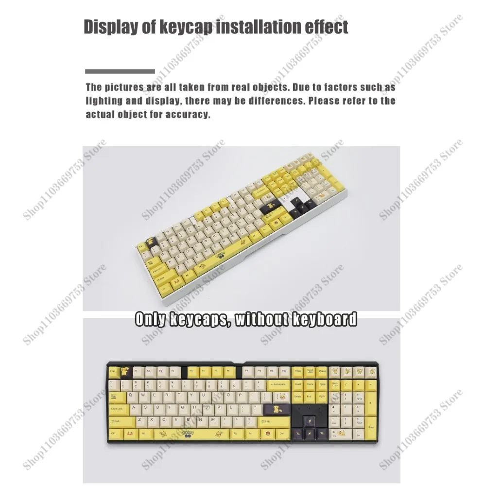 Juego de teclas con tema de Pokémon Anime Pikachu para DIY, teclas de teclado mecánico de sublimación de altura Original PBT personalizadas, regalo para niño - imagen 3