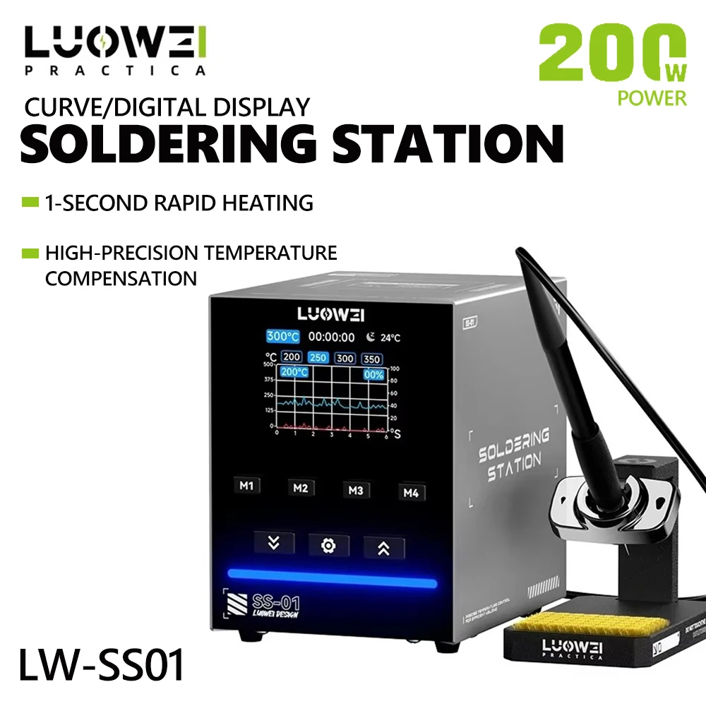 LUOWEI LW-SS01 200W Estación de soldadura con pantalla Digital inteligente para teléfono móvil PC placa base PCB Chip IC herramienta de soldadura de reparación