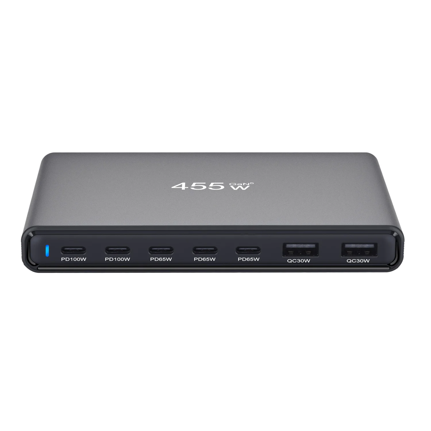 Nuevo cargador rápido USB-C, cargador de escritorio GaN de 455W, cargador 5C2A multipuerto de carga rápida para teléfonos, tabletas y más