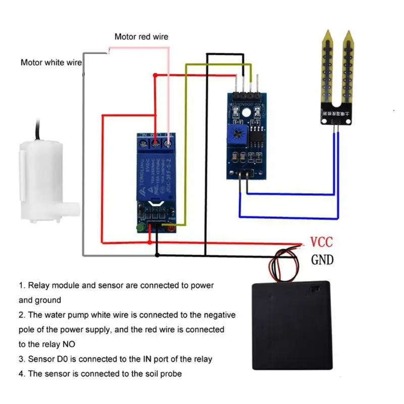 1-10Set módulo de riego automático Kit DIY Kit de riego automático Sensor de humedad del suelo Mini bomba de agua manguera de 50cm para Arduino - imagen 5