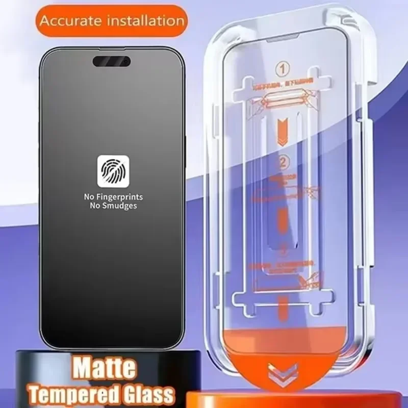 Protector de pantalla de instalación sin polvo con revestimiento oleofóbico, 3 uds., para iPhone 15, 14, 12, 11, 13, 17 Pro Max XR X XS 16 Plus, vidrio mate - imagen 3
