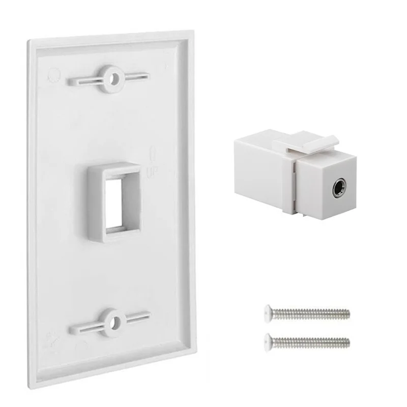 Conector de Audio Keystone de 3,5mm, placa de pared auxiliar hembra a hembra, auriculares, altavoz, Keystone, placa de pared de 1 puerto, placa frontal de 3,5mm ABS - imagen 2