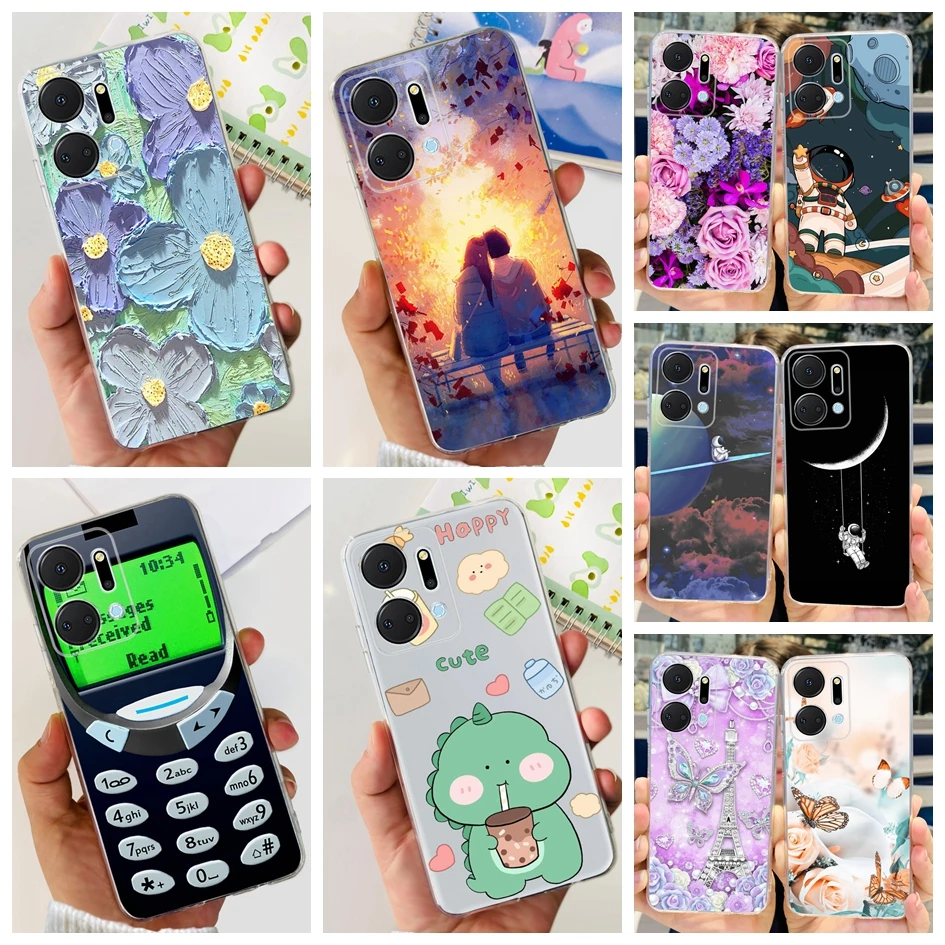 Para Huawei Honor X7a 4G funda Popular con estampado de flores funda protectora trasera suave para HonorX7A RKY-LX2 X 7A funda de teléfono Coque