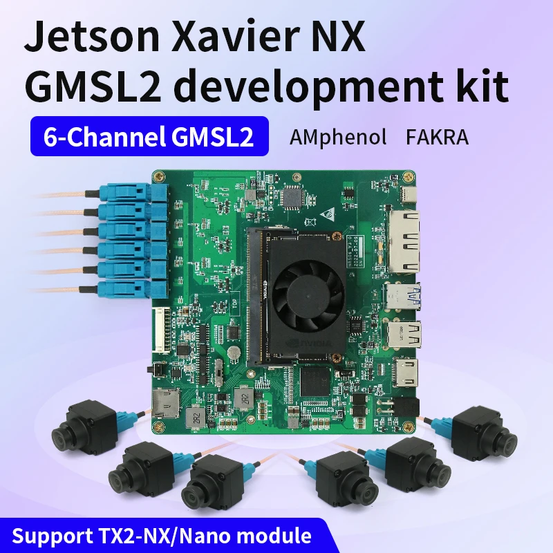 Placa de desarrollo GMSL2 adquisición max9296 de 6 vías Jetson Xavier NX suite piloto automático integrado