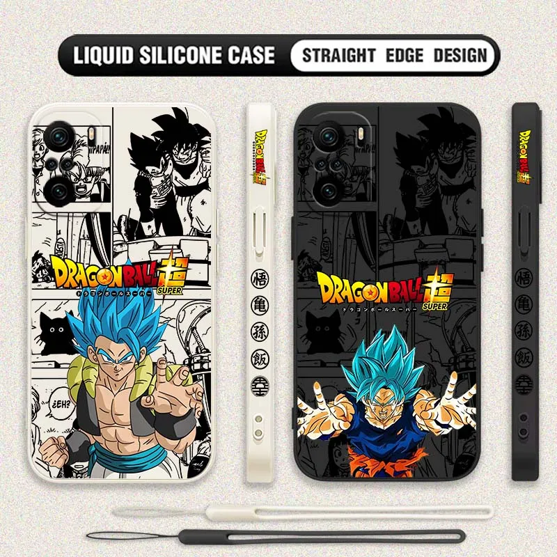 D-Dragon Ball Saiyan Anime Art Cover para Xiaomi Redmi Note 14 13 12 11 10 9 8 Pro Plus 4G 5G funda de teléfono con cuerda izquierda líquida - imagen 2