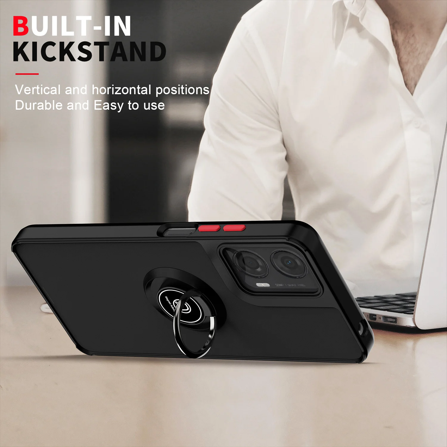 Funda armadura a prueba de golpes para Motorola Moto G22 G32 G42 G52 G72 G13 G23 G53 G05 G13 G14 G15 soporte de anillo magnético contraportada - imagen 5