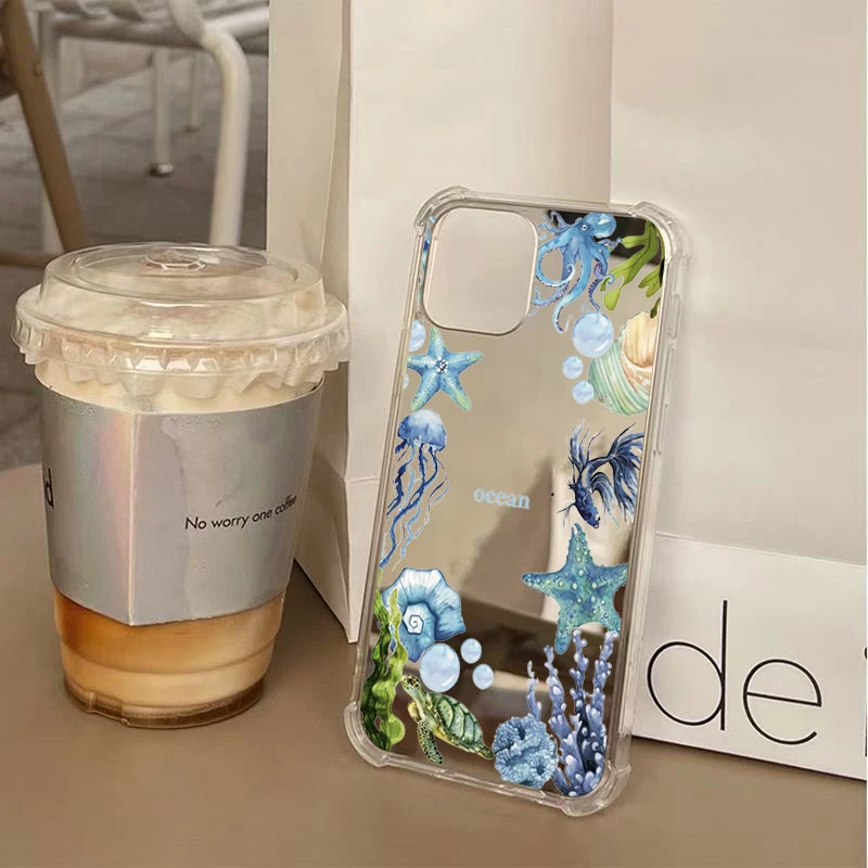 Funda con diseño de sol y cóctel de frutas de verano para iPhone 16 15 14 13 12 11 Pro Max XS X XR 7 8 Plus SE, funda a prueba de golpes con espejo de maquillaje - imagen 4