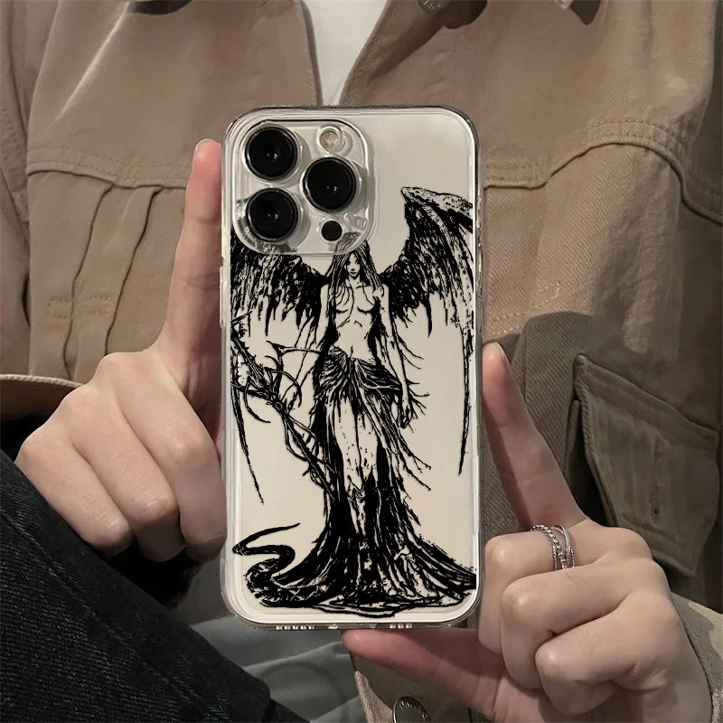 Funda transparente Retro Punk Angel Cool para Samsung A73, A72, A71, A55, A52, A51, A50, A35, A33, A32, A31, A30, A24, A23, A22, A13, A12, A05, 5G - imagen 4