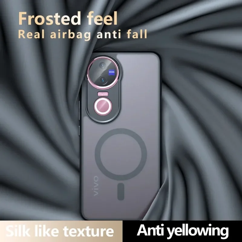 Para Vivo V50 V 50 Magsafe funda mate acrílica magnética para Vivo V50 Lite Y29 4G cubierta de teléfono transparente a prueba de golpes parachoques duro - imagen 2