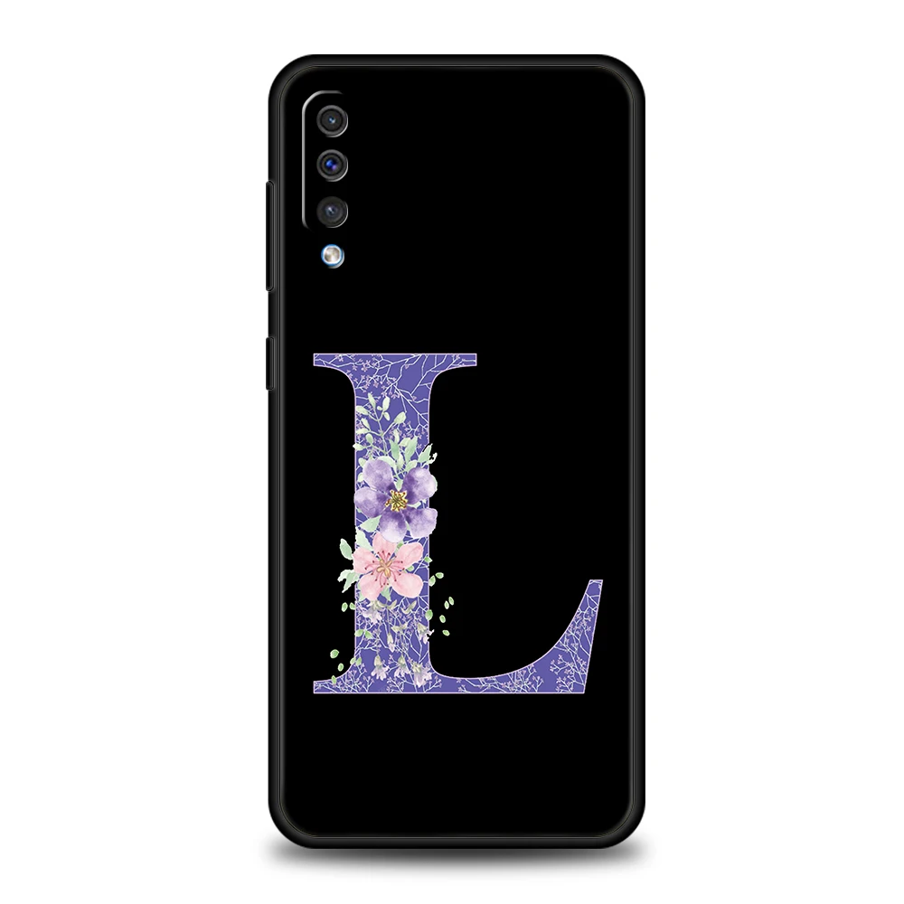 Funda con flor Retro con letras iniciales para Samsung A56 A36 A26 A24 A16 A14 A12 A32 A70 A22 A30 A40 A34 A54 A42 A52 A04s A06 5G - imagen 5